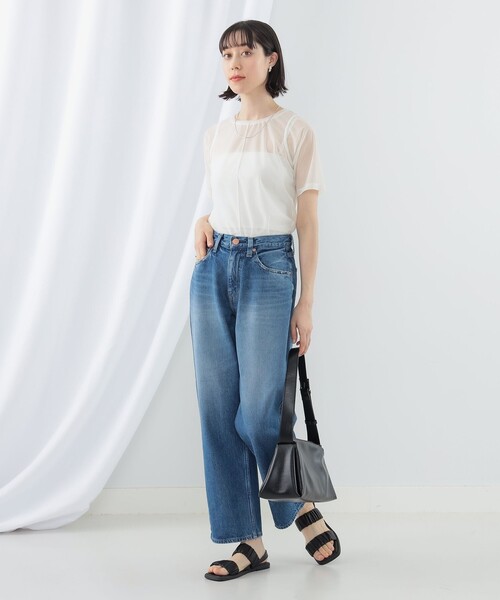 Ray BEAMS（レイビームス）の「Ray BEAMS / センターシーム トリコット Tシャツ（Tシャツ/カットソー・レディース・ネイビー/ホワイト/ブラック・ONE SIZE）」の4枚目の写真