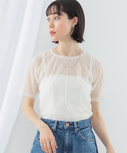 Ray BEAMS（レイビームス）の「Ray BEAMS / センターシーム トリコット Tシャツ（Tシャツ/カットソー・レディース・ネイビー/ホワイト/ブラック・ONE SIZE）」の8枚目の写真