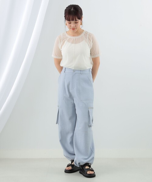 Ray BEAMS（レイビームス）の「Ray BEAMS / センターシーム トリコット Tシャツ（Tシャツ/カットソー・レディース・ネイビー/ホワイト/ブラック・ONE SIZE）」の9枚目の写真