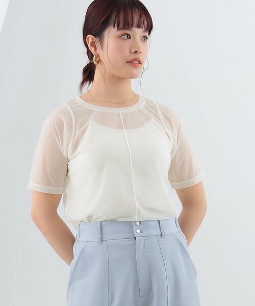 Ray BEAMS（レイビームス）の「Ray BEAMS / センターシーム トリコット Tシャツ（Tシャツ/カットソー・レディース・ネイビー/ホワイト/ブラック・ONE SIZE）」の11枚目の写真