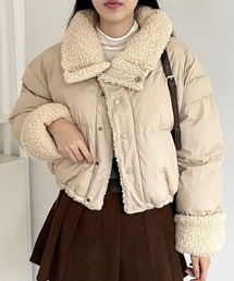 LAC-VERT | 【リバーシブル】ショート丈スタンドカラーボリュームボアブルゾン/ダウン(ダウンジャケット/コート)