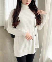 MIIA | タートルネックサイドボタンニット(ニット/セーター)