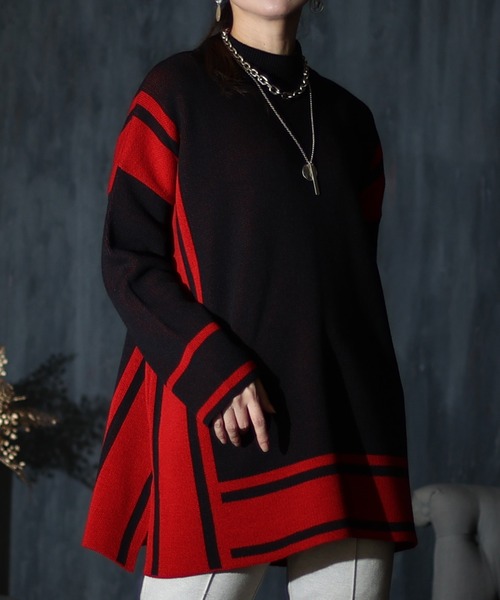 【セール】日本製バイカラーニット（ニット/セーター）｜Sawa a la mode（サワアラモード）