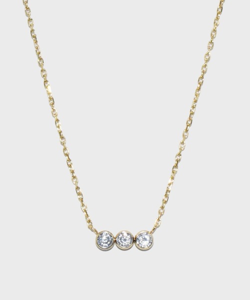 【WEB限定】”Enhance”ビジューネックレス/3粒/ジルコニア/サージカルステンレス（金属アレルギー対応）【LHME / エルエイチエムイー】（ネックレス）｜LHME（エルエイチエムイー）