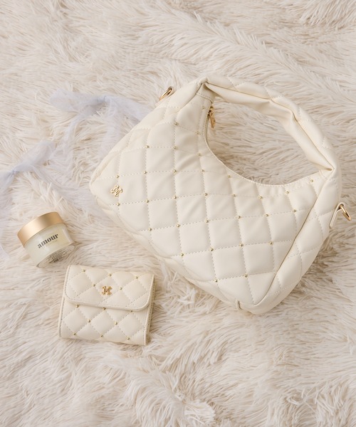 one after another NICE CLAUP（ワンアフターアナザーナイスクラップ）の「スタッズ付きキルティングウォレット（財布・レディース・ブラック/アイボリー/ミント・FREE）」の15枚目の写真