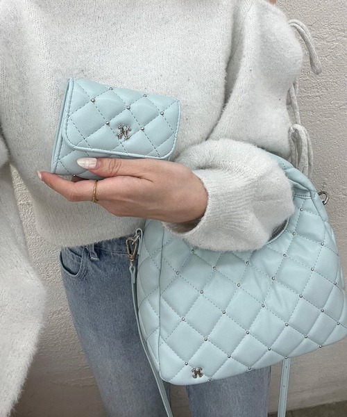 one after another NICE CLAUP（ワンアフターアナザーナイスクラップ）の「スタッズ付きキルティングウォレット（財布・レディース・ブラック/アイボリー/ミント・FREE）」の22枚目の写真