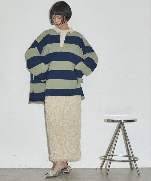 THE YOn(ザヨン)の「フェザーライクシャギーナロースカート(スカート・レディース・ブラック/サックスブルー/アイボリー・FREE)」の2枚目の写真