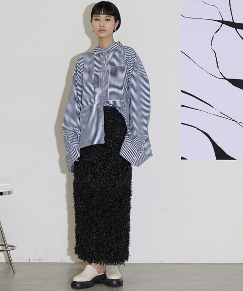 THE YOn(ザヨン)の「フェザーライクシャギーナロースカート(スカート・レディース・ブラック/サックスブルー/アイボリー・FREE)」の7枚目の写真