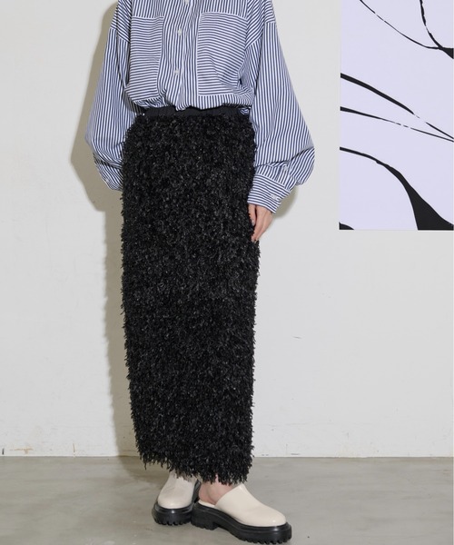 THE YOn(ザヨン)の「フェザーライクシャギーナロースカート(スカート・レディース・ブラック/サックスブルー/アイボリー・FREE)」の13枚目の写真