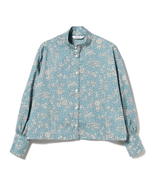SETTO（セット）の「SETTO / LIBERTY BS OKKAKE SHIRT リバティプリントシャツ（シャツ/ブラウス・レディース・ライトグレー/サックスブルー・ONE SIZE）」の3枚目の写真