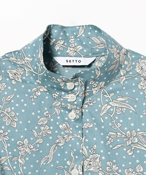 SETTO（セット）の「SETTO / LIBERTY BS OKKAKE SHIRT リバティプリントシャツ（シャツ/ブラウス・レディース・ライトグレー/サックスブルー・ONE SIZE）」の4枚目の写真