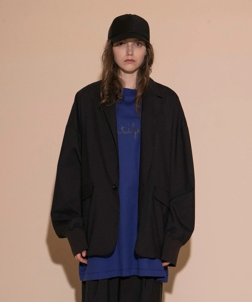 my beautiful landlet(マイビューティフルランドレット)の「【my beautiful landlet】TROPICAL CLOTH BIG JACKET(テーラードジャケット・メンズ・ブラック/ダークネイビー/ブラウン/グレー・1/0)」の2枚目の写真
