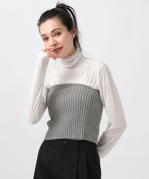 BAYFLOW（ベイフロー）の「シアーハイネックＴ（Tシャツ/カットソー・レディース・オフホワイト/グレー/ブラック・FREE）」の7枚目の写真