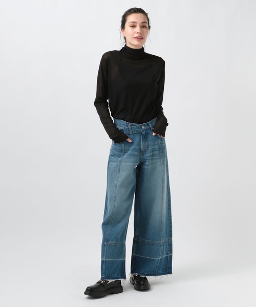 BAYFLOW（ベイフロー）の「シアーハイネックＴ（Tシャツ/カットソー・レディース・オフホワイト/グレー/ブラック・FREE）」の11枚目の写真