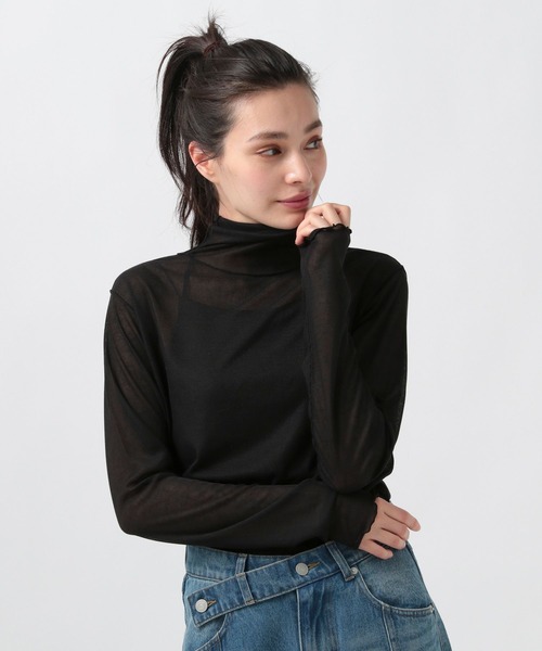 BAYFLOW（ベイフロー）の「シアーハイネックＴ（Tシャツ/カットソー・レディース・オフホワイト/グレー/ブラック・FREE）」の13枚目の写真