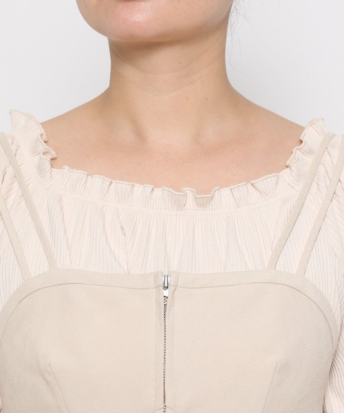 mysty woman（ミスティウーマン）の「フロントZIPキャミワンピ　101907（ワンピース・レディース・ホワイト系その他/チャコールグレー/ピンク・FREE）」の14枚目の写真