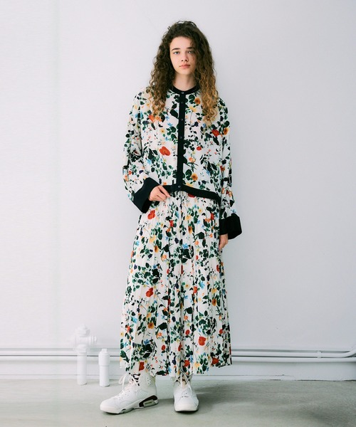 NOISE MAKER（ノイズメーカー）の「ボタニカルプリーツロングスカート【MADE IN JAPAN】（スカート・レディース・ブラック/オフホワイト・36/38）」の15枚目の写真