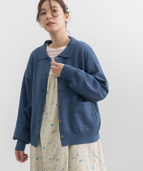 POU DOU DOU（プードゥドゥ）の「襟付きカーディガン（カーディガン/ボレロ・レディース・ブラック/ブルー/ベージュ・3）」の2枚目の写真