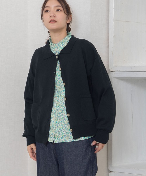 POU DOU DOU（プードゥドゥ）の「襟付きカーディガン（カーディガン/ボレロ・レディース・ブラック/ブルー/ベージュ・3）」の4枚目の写真