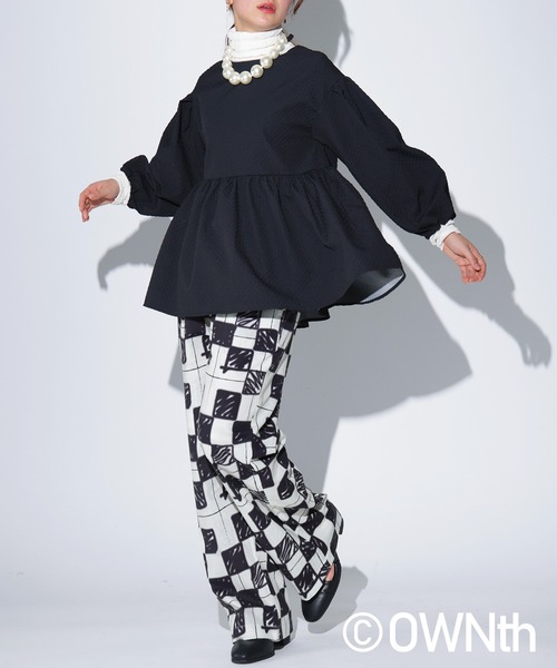 ジャガードペプラムトップス（Tシャツ/カットソー）｜antiqua（アンティカ）