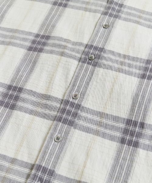 シンゾーン Shinzone CHECK DADDY SHIRT チェックダディシャツ ブラウス ボタンダウン 長袖 レギュラーカラー P0 ライトグレー 黒 THE SHINZONE（ザ シンゾーン）の「CHECK DADDY SHIRT