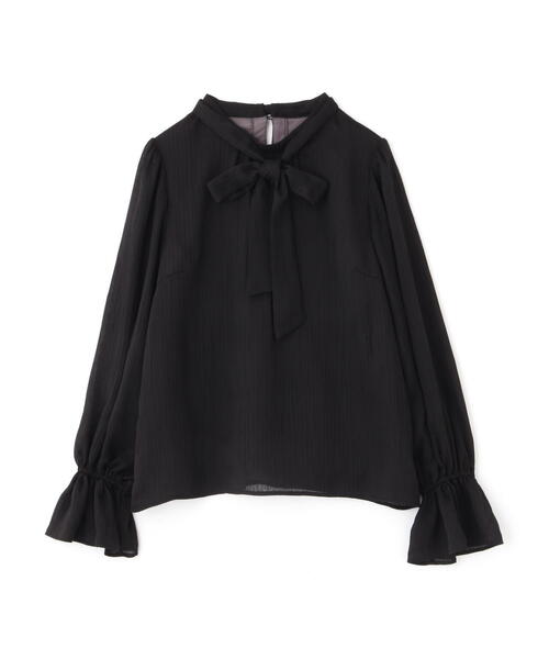 PROPORTION BODY DRESSING（プロポーションボディドレッシング）の「＜Ｅ＞リボンボウタイ楊柳シャーリングブラウス / 1214117301（シャツ/ブラウス・レディース・ホワイト系その他/ピンク/ブラック・SMALL/MEDIUM）」の4枚目の写真