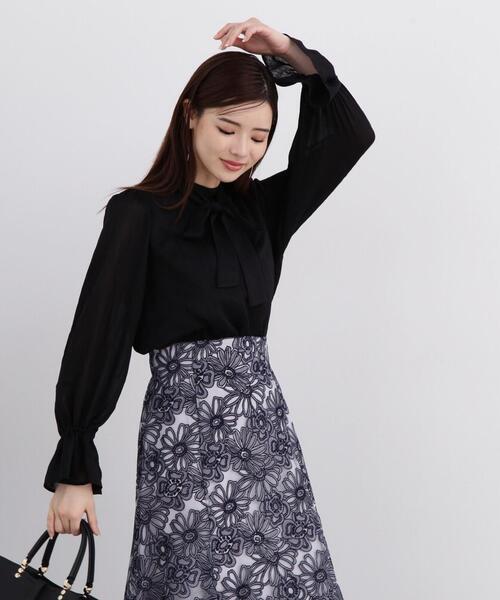 PROPORTION BODY DRESSING（プロポーションボディドレッシング）の「＜Ｅ＞リボンボウタイ楊柳シャーリングブラウス / 1214117301（シャツ/ブラウス・レディース・ホワイト系その他/ピンク/ブラック・SMALL/MEDIUM）」の8枚目の写真