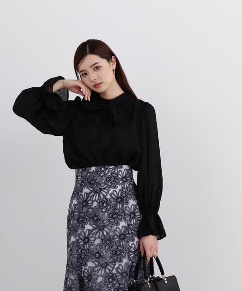 PROPORTION BODY DRESSING（プロポーションボディドレッシング）の「＜Ｅ＞リボンボウタイ楊柳シャーリングブラウス / 1214117301（シャツ/ブラウス・レディース・ホワイト系その他/ピンク/ブラック・SMALL/MEDIUM）」の9枚目の写真