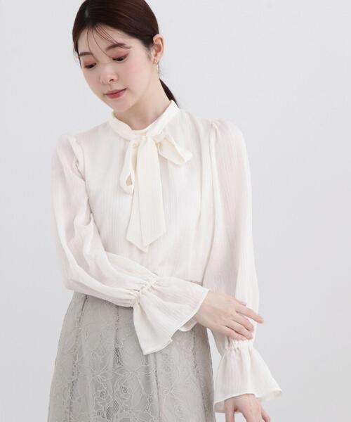 PROPORTION BODY DRESSING（プロポーションボディドレッシング）の「＜Ｅ＞リボンボウタイ楊柳シャーリングブラウス / 1214117301（シャツ/ブラウス・レディース・ホワイト系その他/ピンク/ブラック・SMALL/MEDIUM）」の2枚目の写真