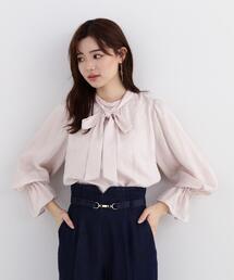 PROPORTION BODY DRESSING | <E>リボンボウタイ楊柳シャーリングブラウス / 1214117301(シャツ/ブラウス)