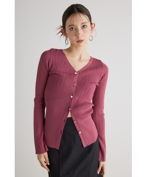 rienda(リエンダ)の「シアーストライプニットトップス 春服(ニット/セーター・レディース・ブラック/スモークピンク/パープル/ホワイト・FREE)」の4枚目の写真
