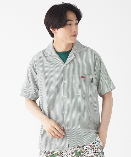 KRIFF MAYER（クリフメイヤー）の「ストライプオープンカラーシャツ（シャツ/ブラウス・メンズ・チャコール/ベージュ/グリーン・MEDIUM/LARGE/X-LARGE）」の3枚目の写真