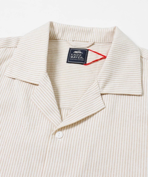 KRIFF MAYER（クリフメイヤー）の「ストライプオープンカラーシャツ（シャツ/ブラウス・メンズ・チャコール/ベージュ/グリーン・MEDIUM/LARGE/X-LARGE）」の12枚目の写真