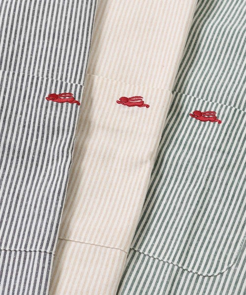 KRIFF MAYER（クリフメイヤー）の「ストライプオープンカラーシャツ（シャツ/ブラウス・メンズ・チャコール/ベージュ/グリーン・MEDIUM/LARGE/X-LARGE）」の16枚目の写真