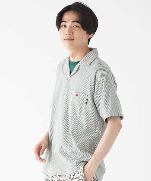 KRIFF MAYER（クリフメイヤー）の「ストライプオープンカラーシャツ（シャツ/ブラウス・メンズ・チャコール/ベージュ/グリーン・MEDIUM/LARGE/X-LARGE）」の5枚目の写真