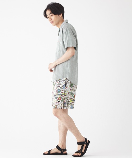 KRIFF MAYER（クリフメイヤー）の「ストライプオープンカラーシャツ（シャツ/ブラウス・メンズ・チャコール/ベージュ/グリーン・MEDIUM/LARGE/X-LARGE）」の7枚目の写真