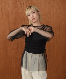 tulle bustier set sheer tops / チュールビスチェセットシアートップス