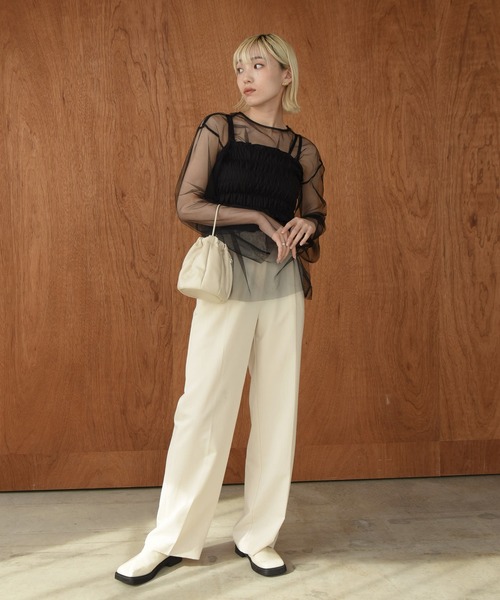 Amiur(エミレ)の「tulle bustier set sheer tops / チュールビスチェセットシアートップス(Tシャツ/カットソー・レディース・ブラック/グレー・FREE)」の14枚目の写真