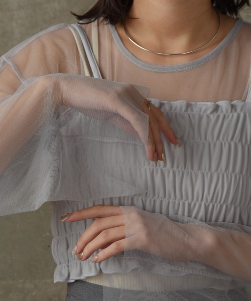 セール】tulle bustier set sheer tops / チュールビスチェセット