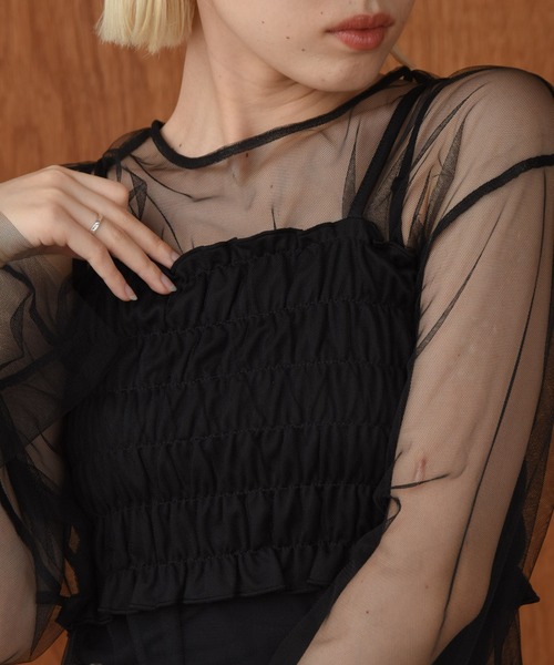 セール】tulle bustier set sheer tops / チュールビスチェセット