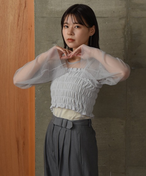 セール】tulle bustier set sheer tops / チュールビスチェセット