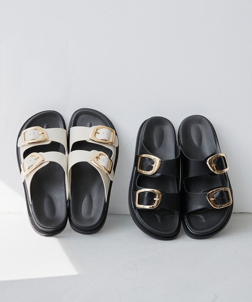 セール】ゴールドバックル フラットサンダル（サンダル）｜menue