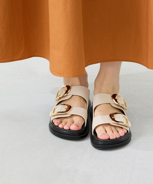 menue（メヌエ）の「ゴールドバックル フラットサンダル（サンダル・レディース・アイボリー/ブラック・L/M/S/LL）」の14枚目の写真