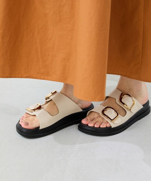 menue（メヌエ）の「ゴールドバックル フラットサンダル（サンダル・レディース・アイボリー/ブラック・L/M/S/LL）」の15枚目の写真
