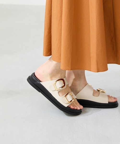 menue（メヌエ）の「ゴールドバックル フラットサンダル（サンダル・レディース・アイボリー/ブラック・L/M/S/LL）」の16枚目の写真