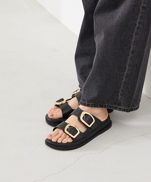 menue（メヌエ）の「ゴールドバックル フラットサンダル（サンダル・レディース・アイボリー/ブラック・L/M/S/LL）」の12枚目の写真