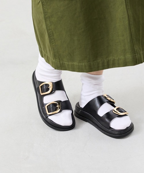 セール】ゴールドバックル フラットサンダル（サンダル）｜menue