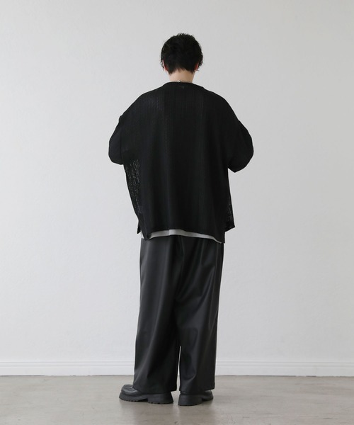 LILL（リル）の「ルーズシルエットシアーメッシュメタルZIPカーディガン（カーディガン/ボレロ・メンズ・ホワイト/ブラック・L/M/S/XL）」の21枚目の写真