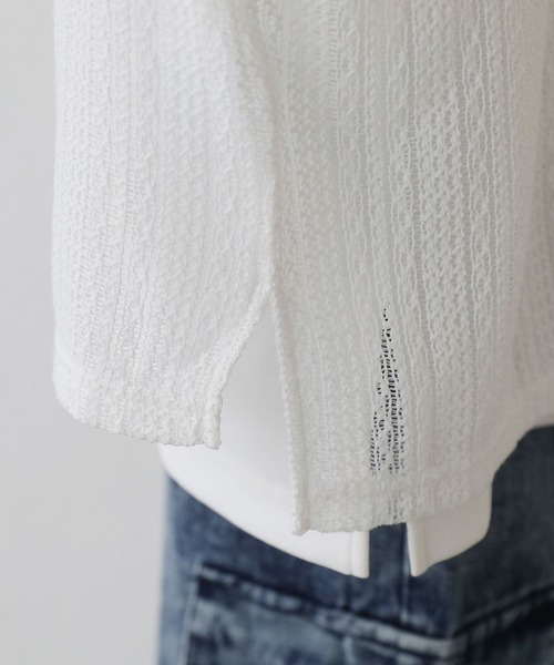 LILL（リル）の「ルーズシルエットシアーメッシュメタルZIPカーディガン（カーディガン/ボレロ・メンズ・ホワイト/ブラック・L/M/S/XL）」の12枚目の写真
