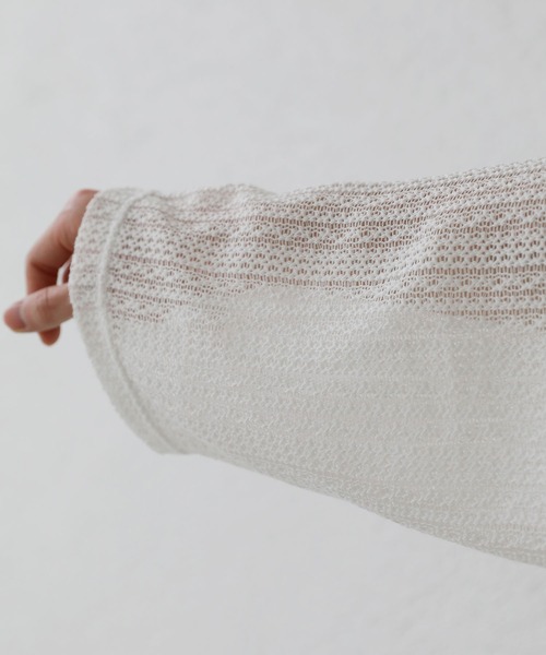 LILL（リル）の「ルーズシルエットシアーメッシュメタルZIPカーディガン（カーディガン/ボレロ・メンズ・ホワイト/ブラック・L/M/S/XL）」の8枚目の写真